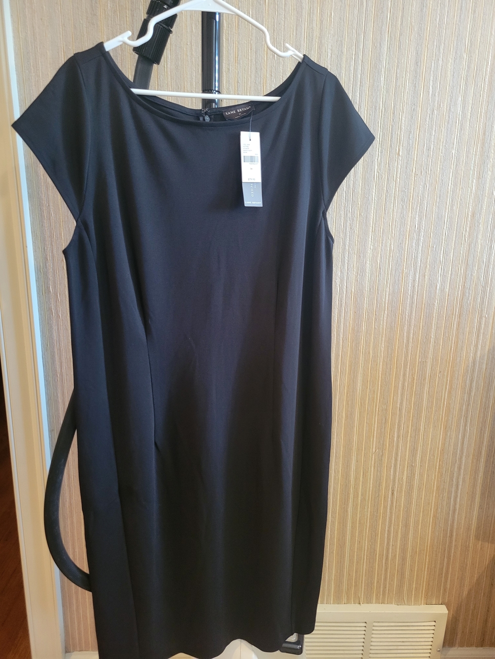 Lane Bryant Black Cap Sleeve Midi Shift Dress NWT 16